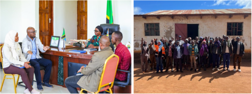 Figure 2: AGA team conducting community introduction meetings with various stakeholder levels, including Hon. Emmanuela Mtatifikolo Kaganda the former District Commissioner of Babati, and Ward, Village and Hamlet representatives