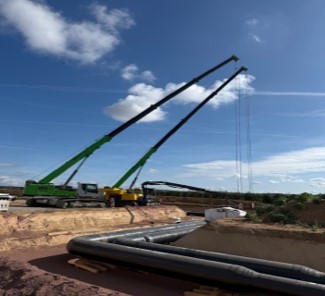 Figure 8: ICPP elbow section in the double walled and steel cased pipe transporting lithium brine and industrial water between well sites and processing facilities.