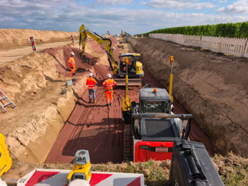 Figure 9: Trenches for Lionheart pipelines and cables to enable transportation of lithium brine and industrial water from the well sites to the geothermal and lithium extraction plant and back to the well sites for re-injection.