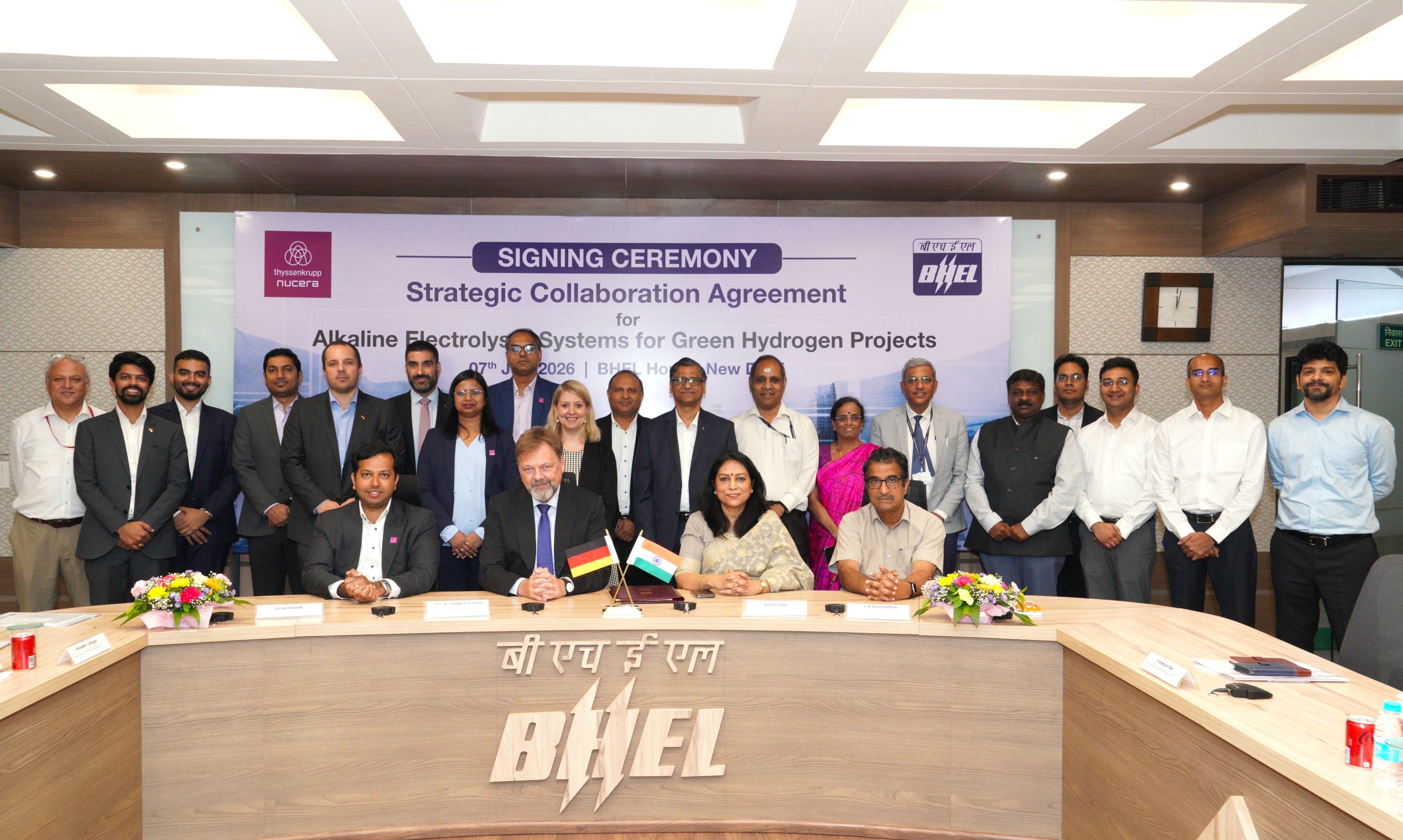 thyssenkrupp nucera und Bharat Heavy Electricals Limited unterzeichnen strategische Kooperationsvereinbarung zur Förderung von grünem Wasserstoff in Indien